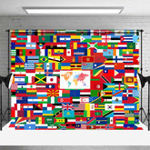 Aperturee Aperturee Flags of the World Backdrop Banner International Country Flag Collage Geography Classroom or Travel Party Decor
